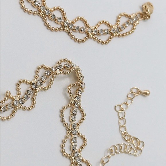 14KT Gold Plated Crystal Beaded Tennis Choker - Picture 11 of 11